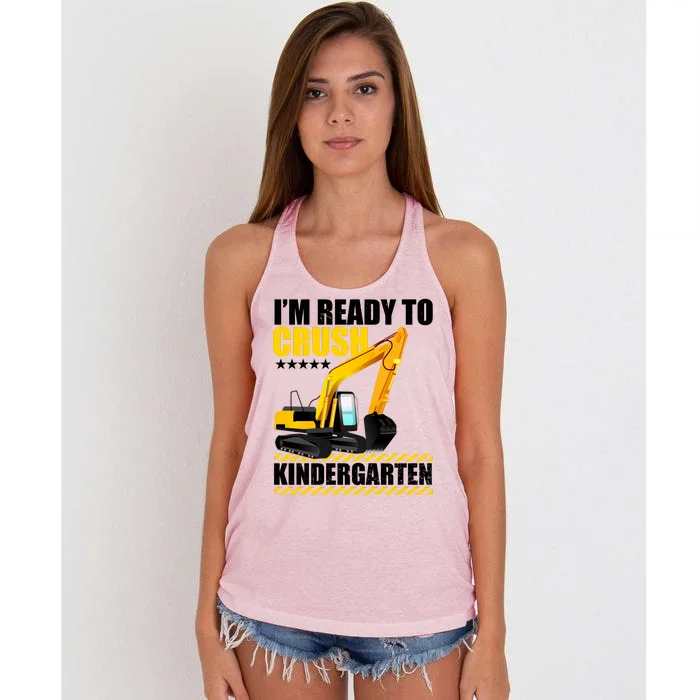 I'm Ready To Crush Kindergarten Bulldozer Back To School Women's Knotted Racerback Tank