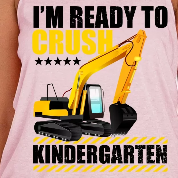 I'm Ready To Crush Kindergarten Bulldozer Back To School Women's Knotted Racerback Tank