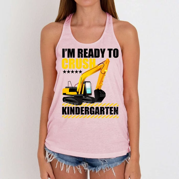 I'm Ready To Crush Kindergarten Bulldozer Back To School Women's Knotted Racerback Tank