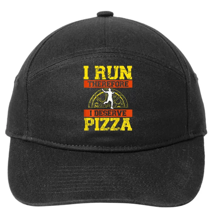 I Run Therefore I Deserve Pizza Marathons Backprint Running 7-Panel Snapback Hat