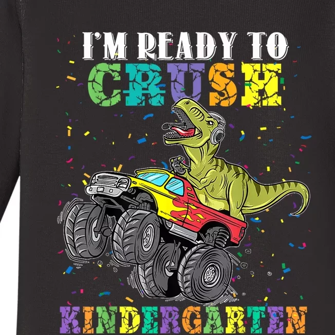 Im Ready To Crush Kindergarten Dinosaur Back To School Kids Baby Long Sleeve Bodysuit