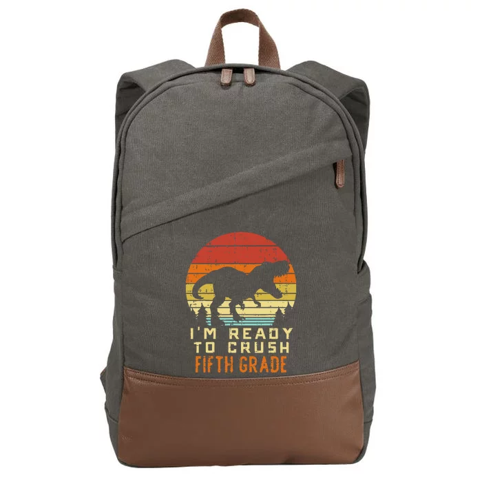 Im Ready To Crush 5th Fifth Grade Dinosaur Back School Cotton Canvas Backpack