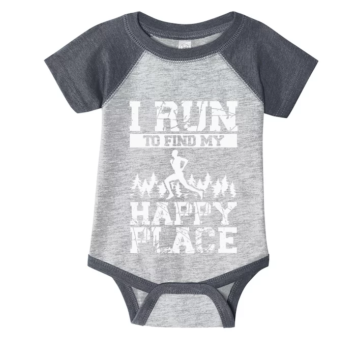 I Run To Find My Happy Pace Backprint Funny Running Infant Baby Jersey Bodysuit