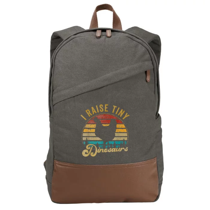 I Raise Tiny Dinosaurs Vintage Retro 70S Chicken Silhouette Cotton Canvas Backpack