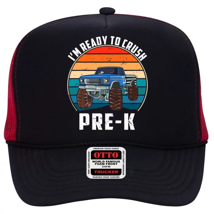 I'm Ready To Crush PreK Retro Vintage Monster Truck High Crown Mesh Trucker Hat