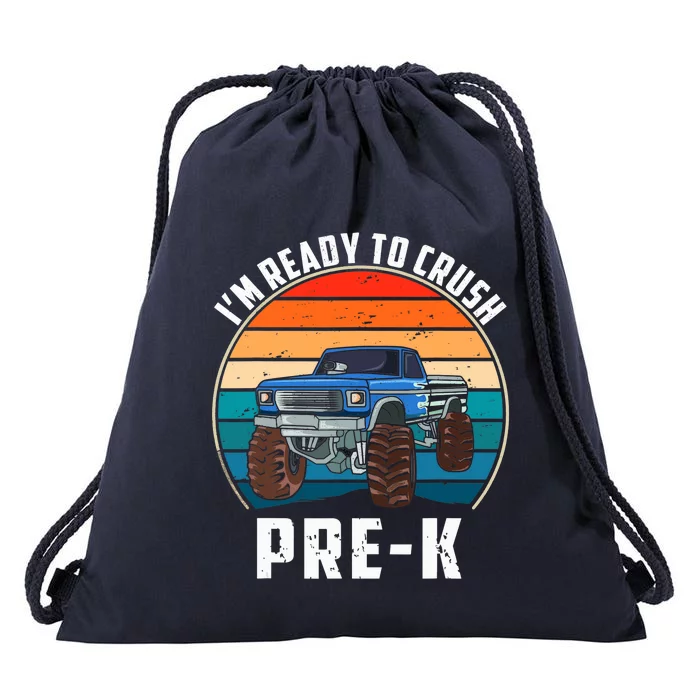 I'm Ready To Crush PreK Retro Vintage Monster Truck Drawstring Bag