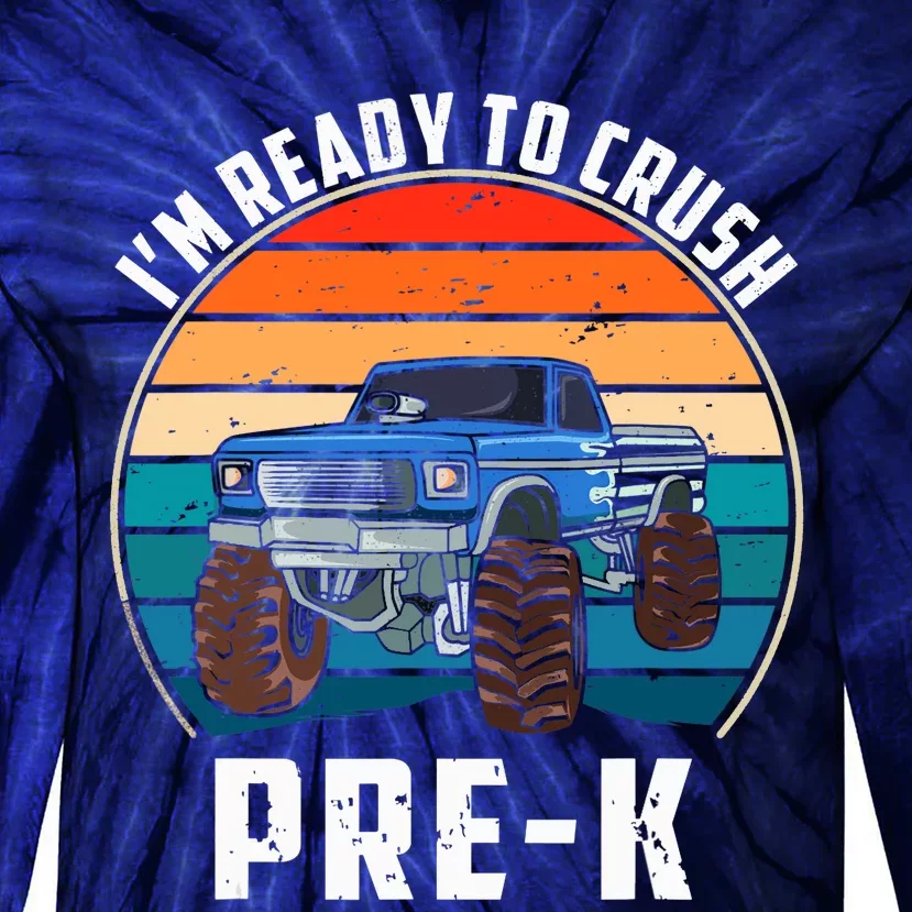 I'm Ready To Crush PreK Retro Vintage Monster Truck Tie-Dye Long Sleeve Shirt