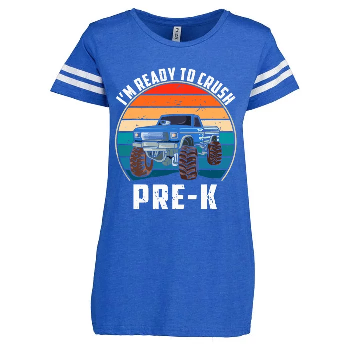 I'm Ready To Crush PreK Retro Vintage Monster Truck Enza Ladies Jersey Football T-Shirt