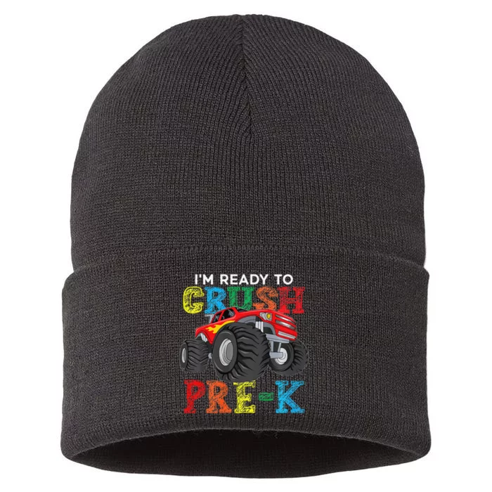 IM Ready To Crush Prek Monster Truck Back To School Sustainable Knit Beanie