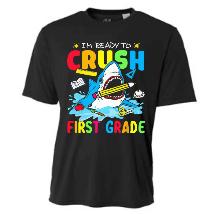 I'm Ready To Crush 1st Grade Shark Back To School Cooling Performance Crew T-Shirt