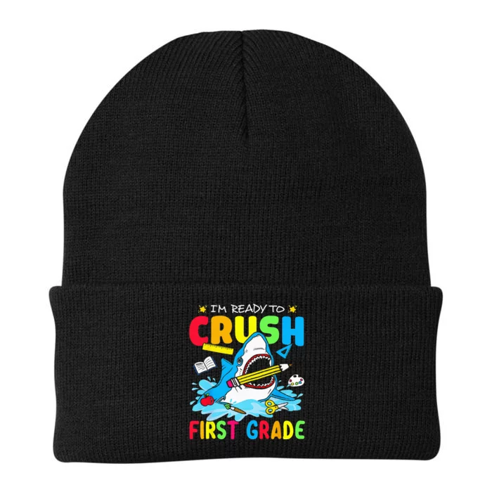 I'm Ready To Crush 1st Grade Shark Back To School Knit Cap Winter Beanie