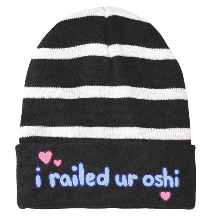 I Railed Ur Oshi Striped Beanie with Solid Band