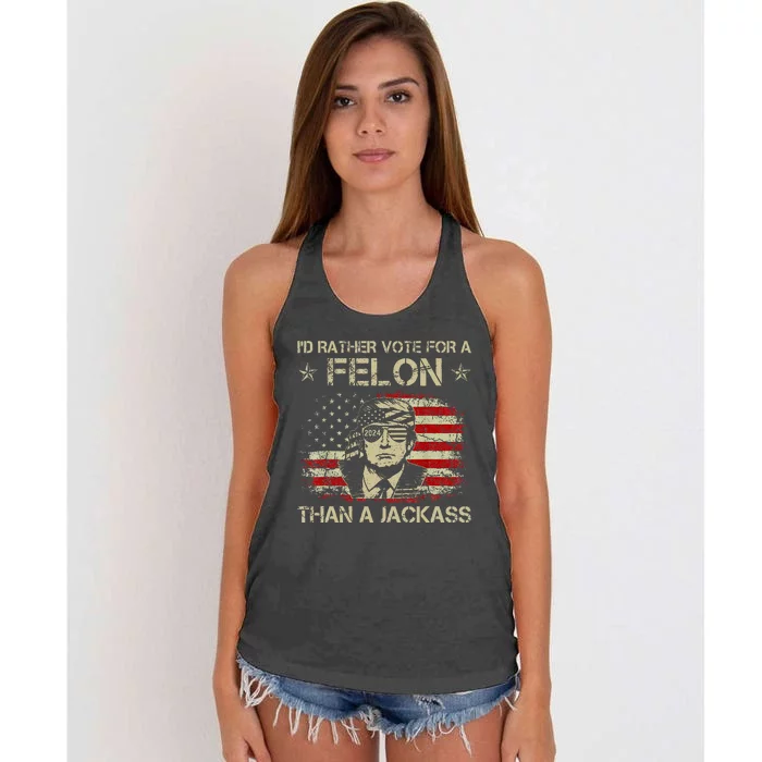 ID Rather Vote For A Felon Than A Jackass Trump Women's Knotted Racerback Tank