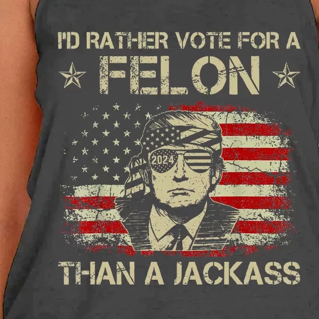 ID Rather Vote For A Felon Than A Jackass Trump Women's Knotted Racerback Tank