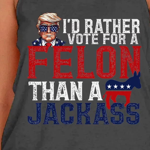 ID Rather Vote For A Felon Than A Jackass Women's Knotted Racerback Tank