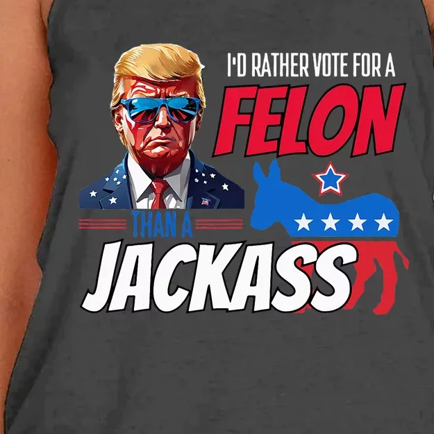 Id Rather Vote For A Felon Than A Jackass Women's Knotted Racerback Tank