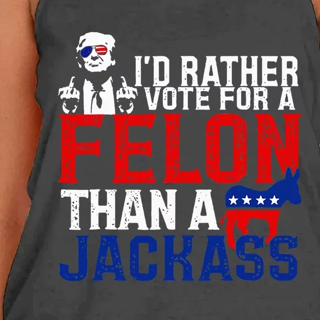 ID Rather Vote For A Felon Then For A Jackass Women's Knotted Racerback Tank