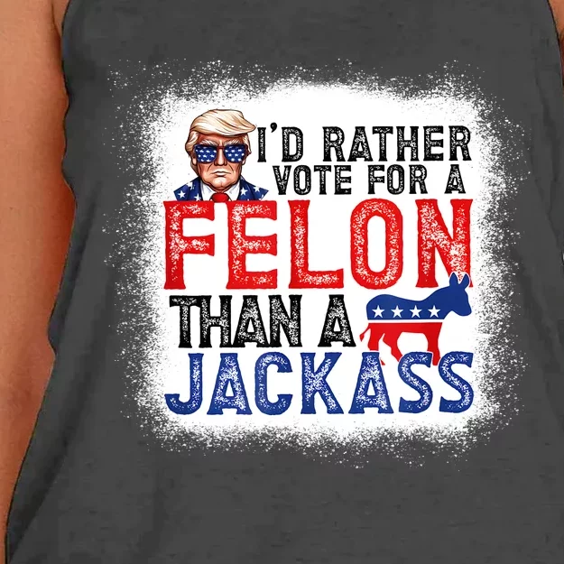 ID Rather Vote For A Felon Than A Jackass Trump America Women's Knotted Racerback Tank