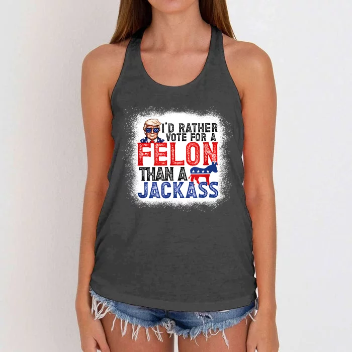 ID Rather Vote For A Felon Than A Jackass Trump America Women's Knotted Racerback Tank