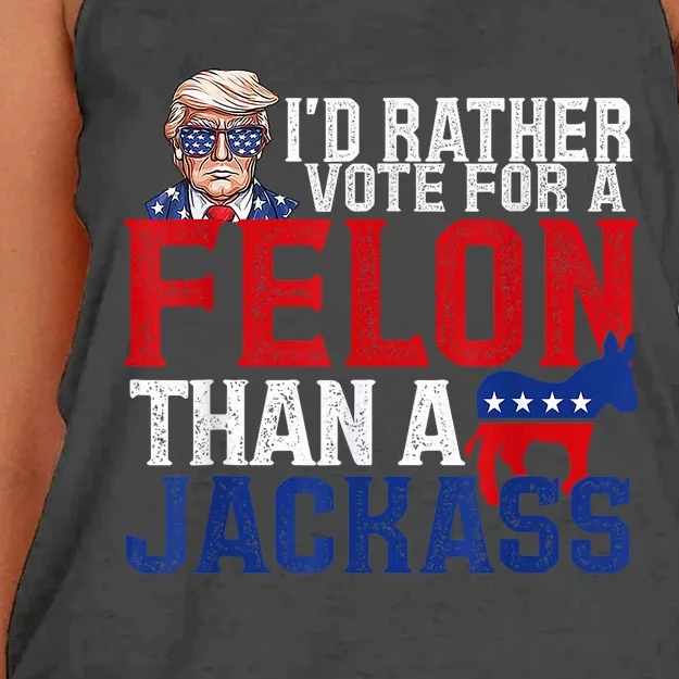 ID Rather Vote For A Felon Than A Jackass Trump Women's Knotted Racerback Tank