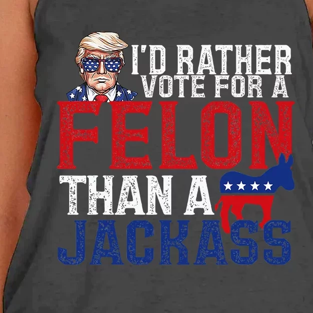 ID Rather Vote For A Felon Than A Jackass Trump America Women's Knotted Racerback Tank