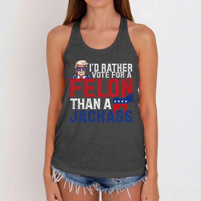 ID Rather Vote For A Felon Than A Jackass Trump America Women's Knotted Racerback Tank