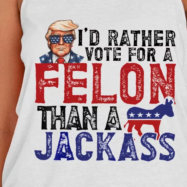 ID Rather Vote For A Felon Than A Jackass Trump Women's Knotted Racerback Tank