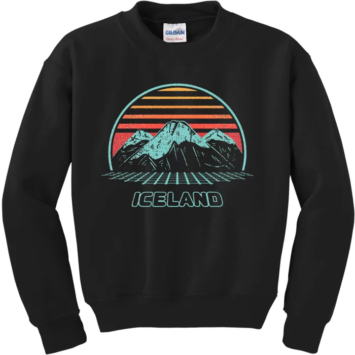 Iceland Retro Vintage 80s Style Kids Sweatshirt