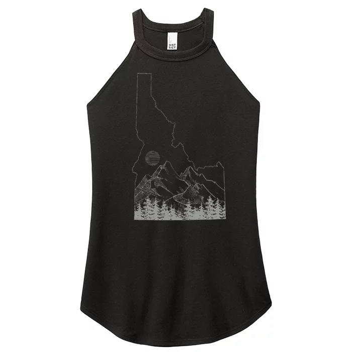 Idaho Retro Vintage Outdoors Mountain Graphic Design Women’s Perfect Tri Rocker Tank