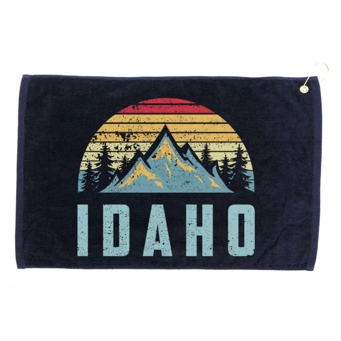 Idaho Retro Vintage Mountains Hiking Nature Gift Grommeted Golf Towel