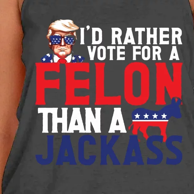 Id Rather Vote For A Felon Funny Election Women's Knotted Racerback Tank