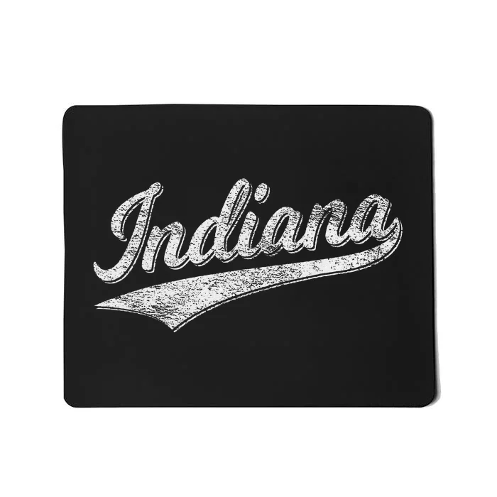 Indiana Retro Vintage Baseball Sports Script Flag Swoosh Mousepad