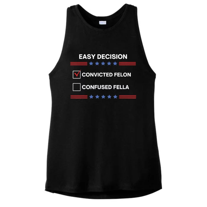 Id Rather Vote For Convicted Felon Than A Confused Fella Ladies Tri-Blend Wicking Tank