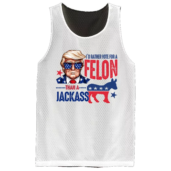 Id Rather Vote For Felon Than A Jackass Funny Trump Mesh Reversible Basketball Jersey Tank