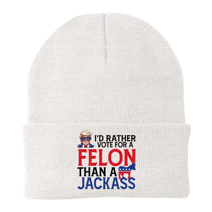 Id Rather Vote A Felon Than A Jackass Pro Donald Trump Funny Knit Cap Winter Beanie