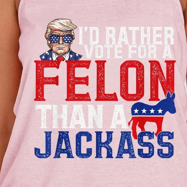 ID Rather Vote For A Felon Than A Jackass Trump Women's Knotted Racerback Tank