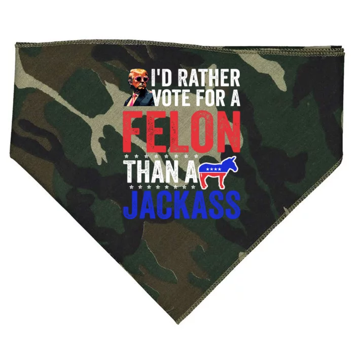 Id Rather Vote For Felon Than A Jackass Funny Trump USA-Made Doggie Bandana