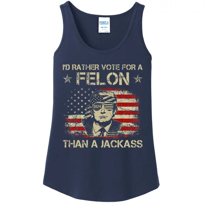 Id Rather Vote For A Felon Than A Jackass Trump America Ladies Essential Tank