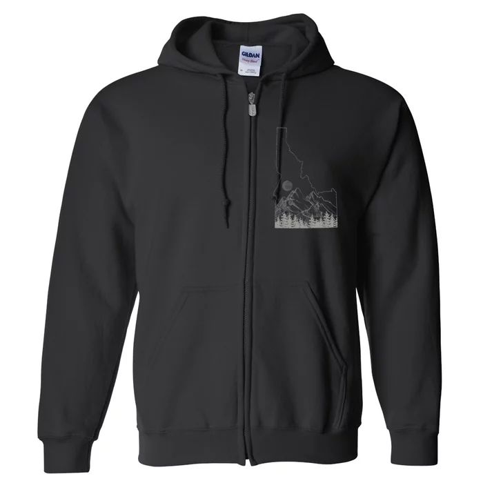 Idaho Retro Vintage Outdoors Mountain Graphic Design Full Zip Hoodie