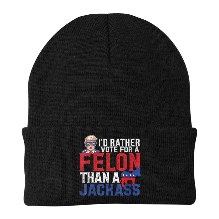 Id Rar Vote A Felon Than A Jackass Trump Knit Cap Winter Beanie