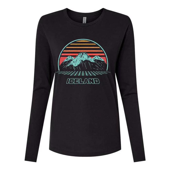 Iceland Retro Vintage 80s Style Womens Cotton Relaxed Long Sleeve T-Shirt