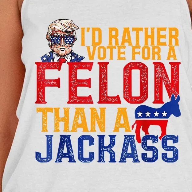 ID Rather Vote For A Felon Than A Jackass Trump Women's Knotted Racerback Tank