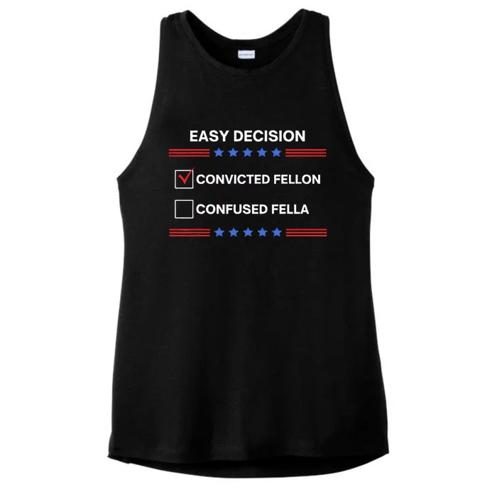 ID Rather Vote For Convicted Felon Than A Confused Fella Ladies Tri-Blend Wicking Tank