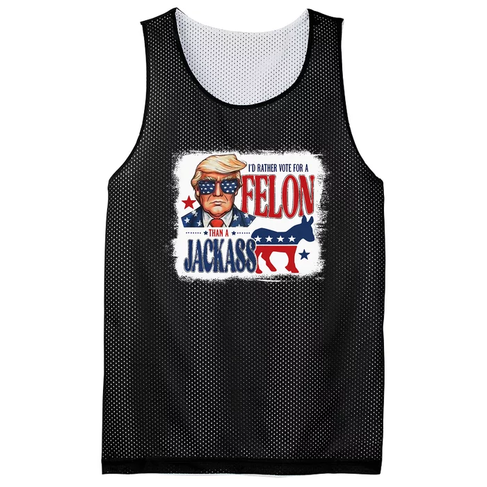 ID Rather Vote For Felon Than A Jackass Mesh Reversible Basketball Jersey Tank