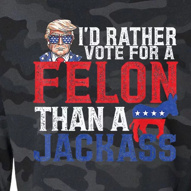 Id Rar Vote A Felon Than A Jackass Trump Cropped Pullover Crew