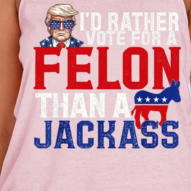 ID Rather Vote For A Felon Than A Jackass Trump Women's Knotted Racerback Tank