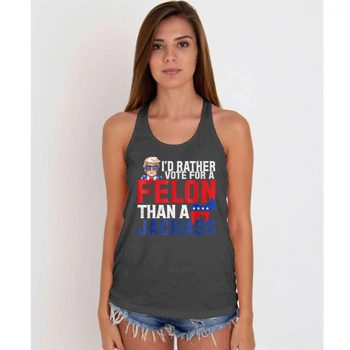 ID Rather Vote For A Felon Than A Jackass Trump Women's Knotted Racerback Tank