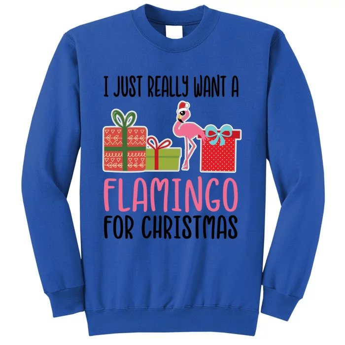 I Really Want A Flamingo For Christmas Gift Tall Sweatshirt