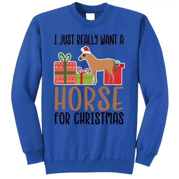 I Really Want A Horse For Christmas Funny Gift Tall Sweatshirt