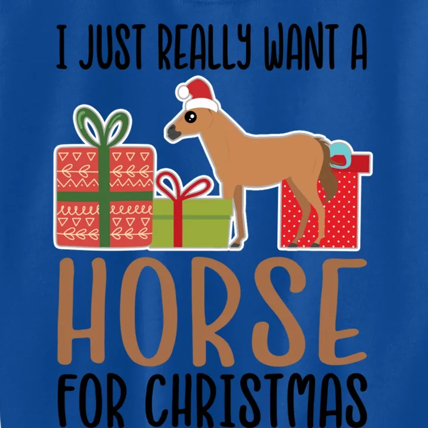 I Really Want A Horse For Christmas Funny Gift Kids Sweatshirt